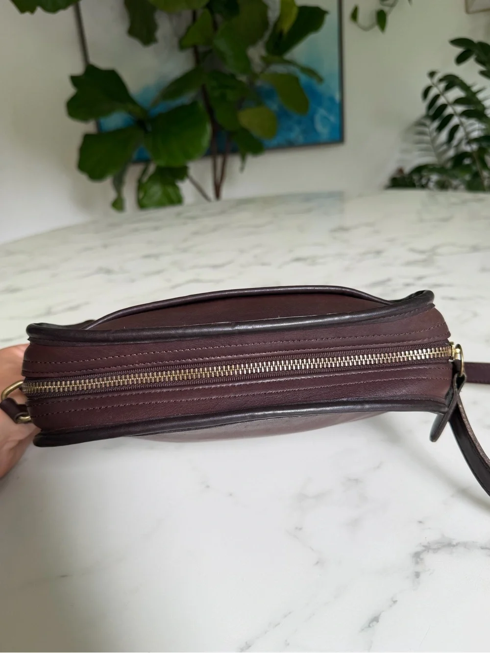 Coach Vintage Metropolis Zip Crossbody Bag 9087 Mahogany Leather 90's w/ Key Fob - Picture 8 of 16